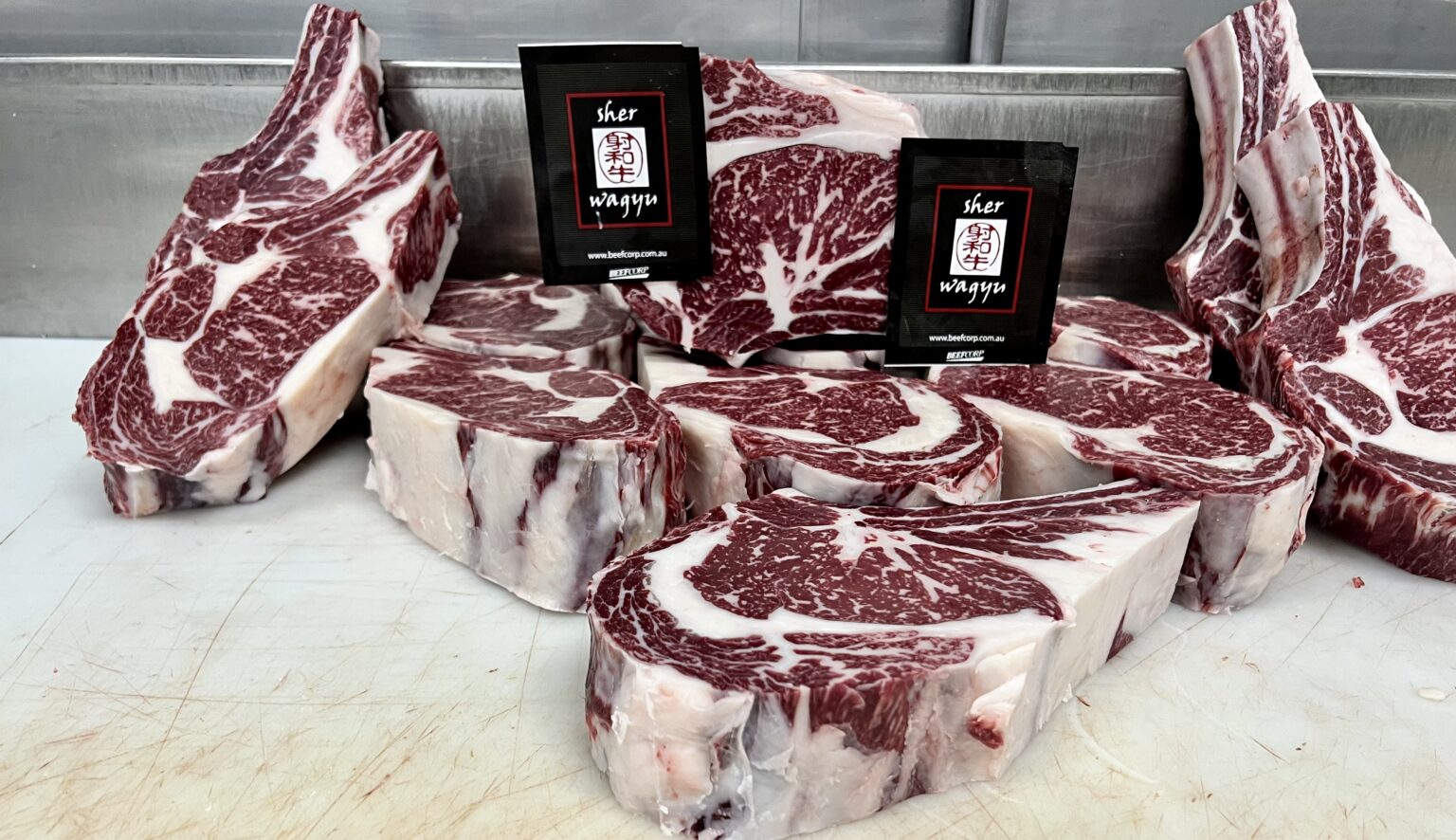 Sher Wagyu Rib Eye black label marble score 8-9 $84.99kg - Kellys Meats